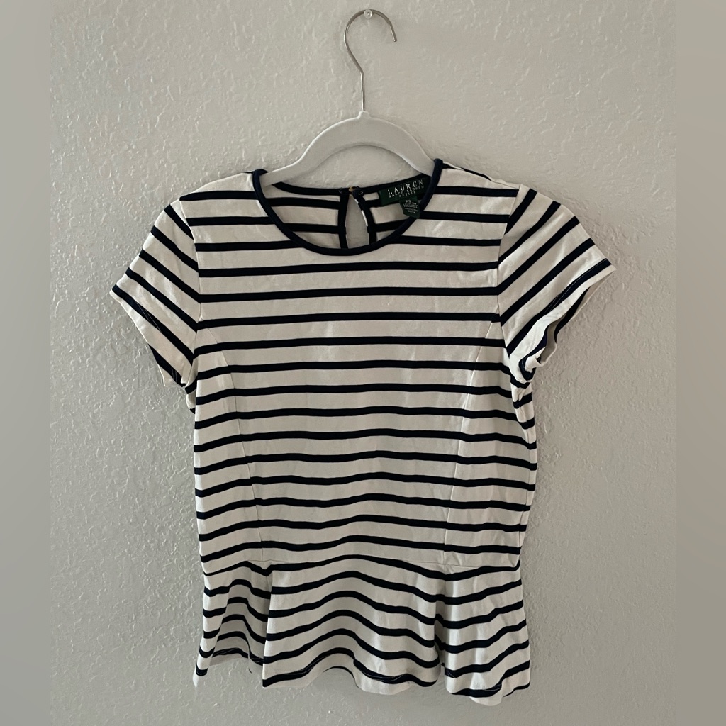 Lauren Ralph Lauren Petite New Top Black And White Size Ps.